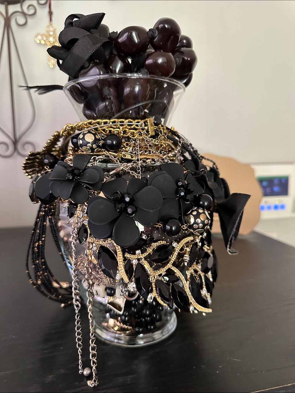 Black And Gold Shaded Mystery Jewelry Jar. Big and Bold Statement Pieces. -